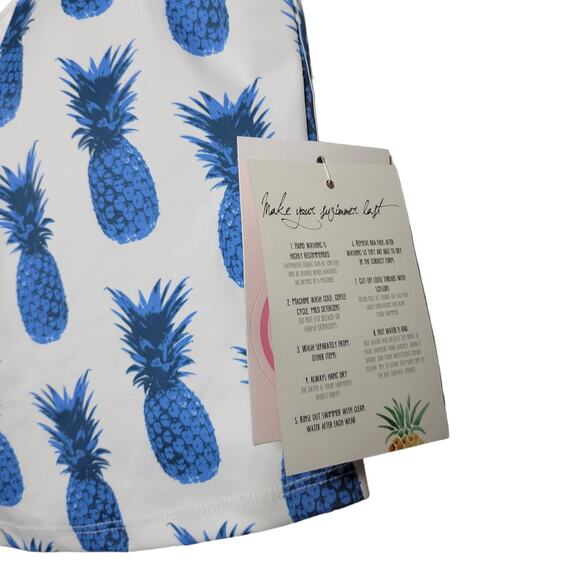 Kortni Jeane Tankini Pineapple Blue/White Mesh Sweetheart Swim Top Women Sz Med - Picture 6 of 6